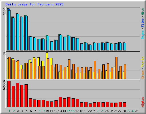 Daily usage for February 2025